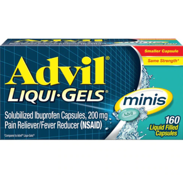 Жаропонижающее и обезболивающее средство, Advil, Liqui Gels Minis, 160 жидких капсул