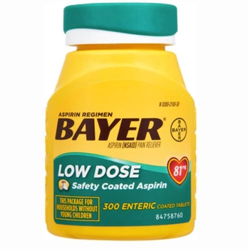 Аспірин серцевий 81 мг Bayer Low Dose Safety Coated Aspirin 300 штук