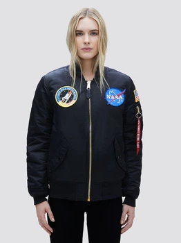 Бомбер жіночий Alpha Industries MA-1 NASA Flight Jacket W WJM49501C1 XS Чорний (640631823670)