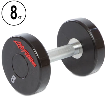 Гантель цільна професійна LIFE FITNESS (1шт) Pro 8кг (поліуретанове покриття, вага 8кг) (SC-80081-8)