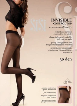 Колготки SISI Invisible control top 30 ден - черные 4 размер