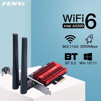 Мережева карта Fenvi AX200 Wi-Fi 6 + BT 5.2, мережева карта PCI-E 3000Mbps MU-MIMO