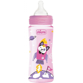 Пляшечка для годування Chicco пластикова Well-being Physio Colors із силік. соскою 4м+ 330 (28637.10)