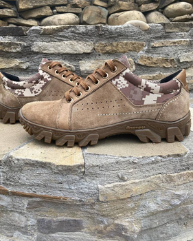 Берцы ботинки тактическая обувь кроссовки облегченные натуральная гидрофобная кожа усиленная пятка и носок Койот 44