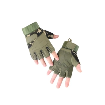 Рукавички армійські безпалі BlackHawk, військові тактичні без пальців зелені (олива) з камуфляжем
