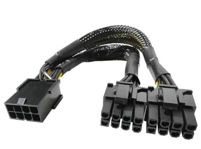 Кабель переходник в оплетке 18 AWG 20 см GPU 8 pin -> 2х GPU PCI-E (6+2) VGA на видеокарту (540106028) Черный