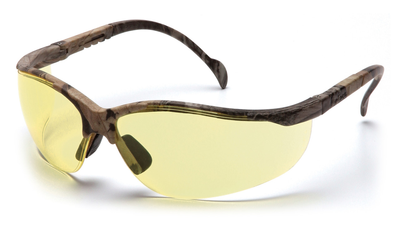 Тактичні захисні окуляри відкриті в камуфльованій оправі Pyramex Venture-2 Camo (amber) жовті