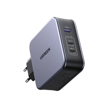 Мережевий зарядний пристрій UGREEN CD289 USB+2xUSB-C 140W QC 4.0 PD3.1 GaN Tech (with USB-C Cable 1.5m) Gray (90549)