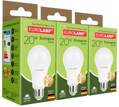 Світлодіодна лампа EUROLAMP А75 20W E27 3000K 3шт