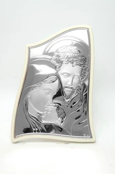 Серебряная икона Святая Семья&nbsp;Prince Silvero 21,5х29,5см в белой рамке