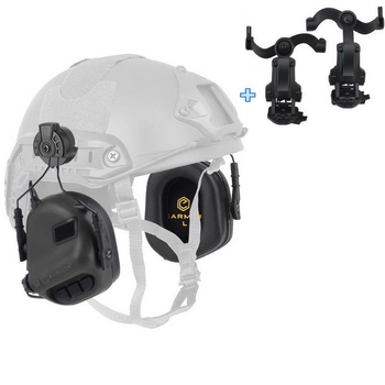 Активні навушники для стрільби Earmor M31H Чорні на шолом + Premium кріплення Чебурашка (12773kr)