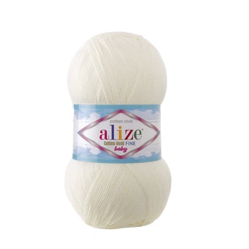 Турецкая пряжа для вязания Alize COTTON GOLD FINE BABY( котон голд файн беби) 62 светло- молочный