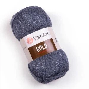 Турецкая пряжа для вязания YarnArt Gold (голд) акрил с рюликсом 9044 серый с серым рюликсом