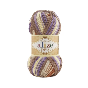 Пряжа для в'язання Alize DIVA BATIK (Діва Батік) секційного фарбування 7391