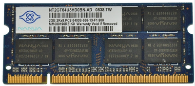 Пам'ять Nanya 2GB SO-DIMM DDR2 800 MHz (NT2GT64U8HD0BN-AD)