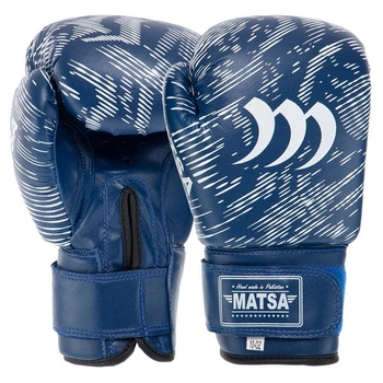 Рукавички для боксу та єдиноборств на липучці Matsa Heroe 7762 Blue-White 6 унцій