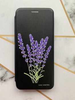 Чохол-книжка з малюнком для Xiaomi Redmi Note 10 Pro/10 Pro Max Чорний :: Лаванда (принт 28)