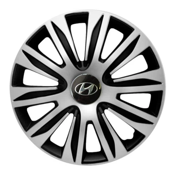 Автомобильные колпаки 4 Racing Nardo Silver-Black R14 4 шт. (с логотипом Hyundai)