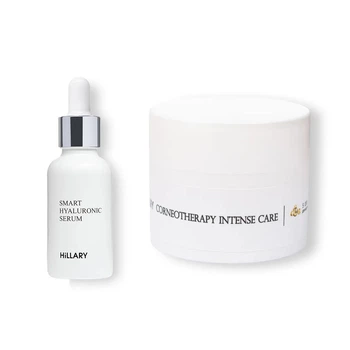 Гіалуронова сироватка Hillary Smart Hyaluronic + Крем для всіх типів шкіри Hillary Corneotherapy Intense Сare 5 oil’s HI-11-814
