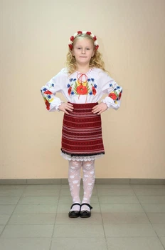 Спідниця Волинські візерунки українська ткана на запах 128 см бордова