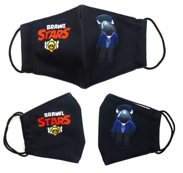 Многоразовая 4-х слойная защитная маска BRAWL STARS Ворон размер 3, 7-14 лет MiC mask2NEW