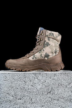 Берці тактичні чоловічі Light Boots 40 (26,5 см) Весна/Літо Шкіра з Кордурою черевики легкі (Піксель)