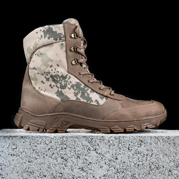 Берці тактичні чоловічі Light Boots 43 (28.5 см) Весна/Літо Шкіра з Кордурою черевики легкі (Піксель)