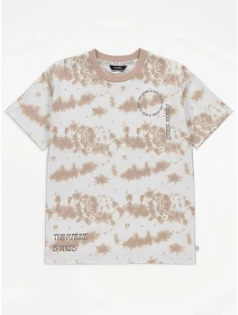 Футболка бежевая Tie Dye Express Yourself George 122-128см(400091828)