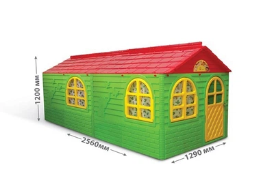 Детский игровой пластиковый домик со шторками большой зелёно-красный Doloni 02550/23.