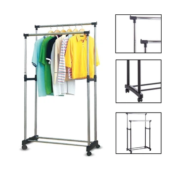 Телескопічна стійка, вішалка для одягу і взуття Double Pole Clothes Horse