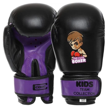 Перчатки для бокса и единоборств на липучке Core Kids Team 8543 Black-Purple 4 унции