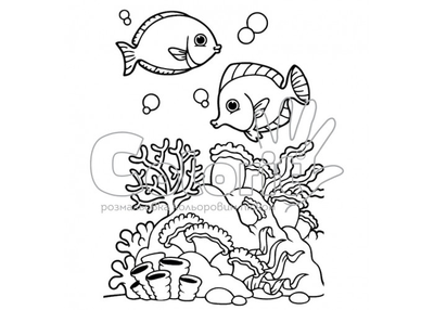 Трафарет для раскраски цветным песком Colorit Водный мир Рыбки А5 Товар для детского творчества