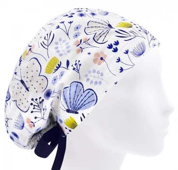 Медицинская шапочка женская HeadwearUniverse универсальная принт Бабочка цветы