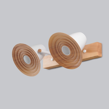 Светильник для зеркала настенный Gaff Orbit Natural wood с двумя абажурами
