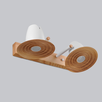 Светильник для зеркала настенный Gaff Orbit Natural wood с двумя абажурами