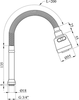 Гибкий излив для кухонного смесителя KRONER KRM-C801 (CV008582)