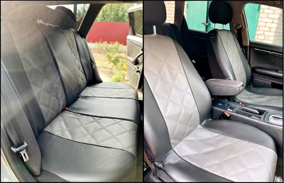 Авто чехлы из эко кожи Kia Ceed (2006-2012) Pok-ter ELIT Premium с серой вставкой