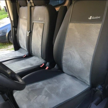 Авто чехлы для VOLKSWAGEN LT 1996-2006 еко кожа с алькантарой Pok-ter Exclusive 1+2 серый