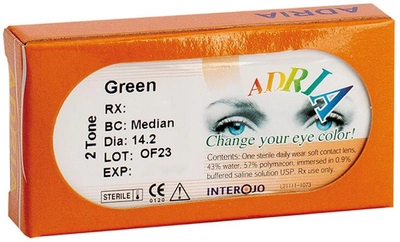Кольорові контактні лінзи Interojo ADRIA 2 Tone BC=8.6 DIA=14.2 PWR=-5.75 Бірюза (Turquoise) 2 лінзи