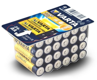 Батарейки Varta LONGLIFE ALKALINE АА емкость 2900 мАч, напряжение 1.5В 24шт