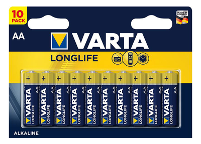 Батарейки Varta LONGLIFE ALKALINE AA емкость 2900 мАч, напряжение 1.5В 10шт.