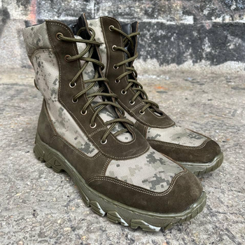 Берцы тактические мужские Light Boots 43 (28.5 см) Весна/Лето кожа и кордура легкие ботинки (Олива-Пиксель)