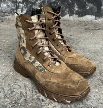Берці тактичні чоловічі Light Boots 41 (27см) Весна/Літо шкіра та кордура черевики легкі (Койот-Піксель)