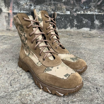 Берцы тактические мужские Light Boots 45 (30 см) Весна/Лето кожа и кордура легкие ботинки (койот пиксель)