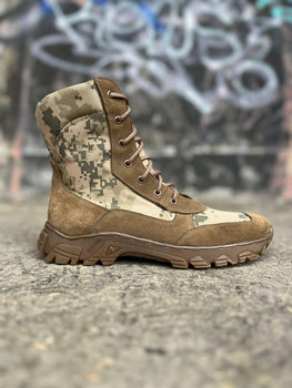 Берці тактичні чоловічі Light Boots 40 (26.5 см) Весна/Літо шкіра та кордура черевики легкі (Койот-Піксель)