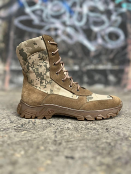 Берці тактичні чоловічі Light Boots 43 (28.5 см) Весна/Літо шкіра та кордура черевики легкі (Койот-Піксель)