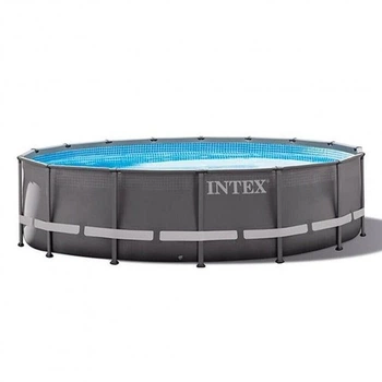 Круглий сімейний каркасний басейн Intex 26340 732 x 132 см для будинку дачі з ПВХ сірий (21-9-26340-0)