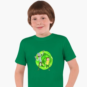 Детская футболка для мальчиков Рик и Морти (Rick and Morty) (25186-1240-38) 104-110 см Хлопок Зеленый