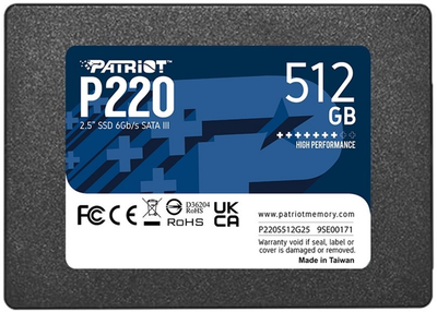 Patriot P220 512GB 2.5" SATAIII TLC (P220S512G25)