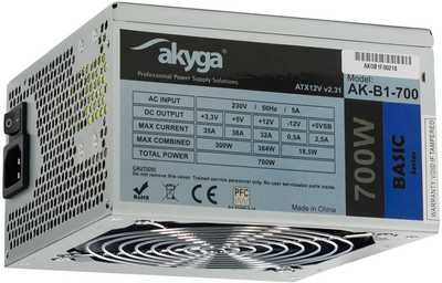 Блок живлення AKYGA power supply unit 700 W 20+4 pin ATX ATX Grey (AK-B1-700)